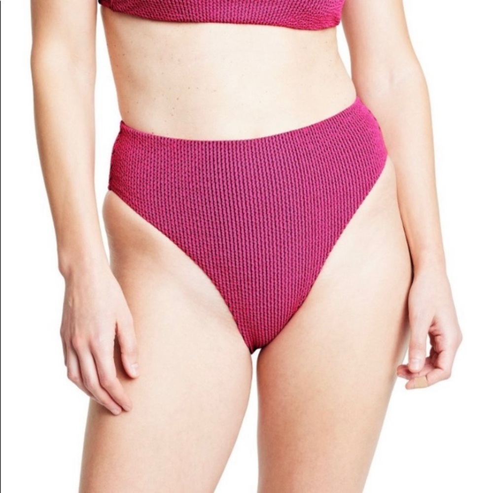 Tabitha Brown Size Large Textured Bikini Bottom Two-Tone Pink & Black NWT